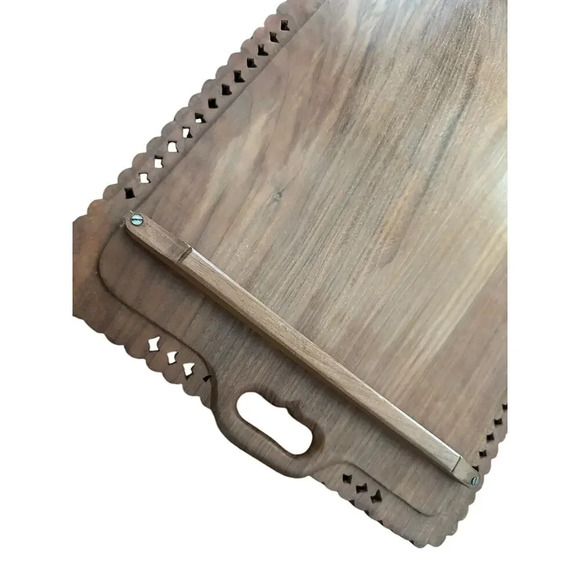 Vintage Indian Hand Carved Wooden Serving Tray or Tea Tray Ornate Design - Picture 9 of 9